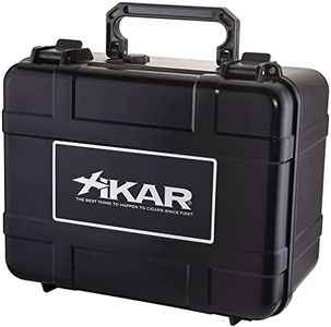 Xikar Travel Humidor for 60 Cigars, New Slim Design, High Density Foam Interior, Humidifier Included, Pressure Relief Valve, Secure Locking Mechanism, Black