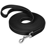 IOKHEIRA Dog Training Lead 5m/10m/15m/20m Waterproof Long Dog Training Lead with Hand Loop, Sturdy Dog Training Lead for Large, Medium, Small Dogs (Black, 10M)