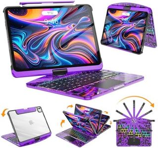 SIBEITU Keyboard Case for iPad Pro 13 Inch (M5 2025 / M4 2024), 360 Rotatable iPad Pro 13 Clear Cover with Multi-Touch Trackpad, 7-Color Backlight & 3 Brightness, High-Tech Visible PCB Design, Purple