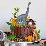 GLAHORSE 26 PCS Dinosaur Cake Toppers With Dinosaur Eggs Leaves Trees Cake Decorations For Birthday Party,Dinosaur Themed Party, Wild Animals Party,Kids Party Cake Decorations