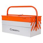 Buildskill 17" Metal Tool Box for Home Use, Large Capacity 5-Cabinet Toolbox for Carpenter Tools, Tool Organizer with Secure Lock, Ideal Tool Box for Home Use, Sturdy Empty Tools Box, Toolbox Kit