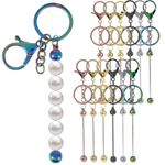 12Pcs Beadable Keychain Bars Blank DIY Keychain Metal DIY Beaded Keychain Ring Accessories for Pendant Jewelry Crafts Making (6 Colors)