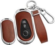 Smart Key Case Leather Key Cover Case Keyring Zinc Alloy fit for Mercedes Benz W206 W223 C200 C260 S300 S350 S400 S450 S500 S350l S400l S450l 3 Buttons Remote Key Fob Holder Shell (Silvery-Brown)