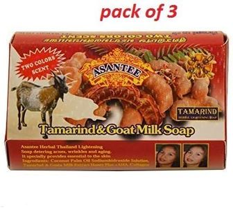 (pack of 3) Asantee - Herbal Thailand Tamarind & Goat's Milk Whitening/ Lightening Soap 125g, clear skin naturally healthy