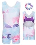 SEAUR Girls' Gymnastics Leotards Sleeveless Ballet Leotard One Piece Kids Gymnastics Outfit Shiny Athletic Leotard Girls Leotard Biketards 7-8T