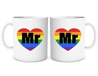 Mr and Mr Engagement Gift Gay Couple Coffee Mug Set Same Sex Present Cup Gay Wedding Present Same Sex Gift His and His Gifts Gay Pride Homo LGBT Love Heart Mugs WSDMUG1780