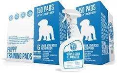 Bulldogology Premium Puppy Pee Pads with Adhesive Sticky Tape (24x24) Large Dog Training Wee Pads with 6 Layer Extra Quick Dry Bullsorbent Polymer Tech (300-Count w/32oz., White)