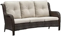 HUMMUH 3-Seat Outdoor Wicker Sofa PE Rattan Patio Couch with Cushions,Deep Seat High Curved Back Armset Patio Sofa