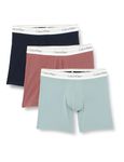 Calvin Klein Men's Boxer Briefs Stretch Cotton Pack of 3, Multicolor (Capri Rose Blue Shadow Arona), XL