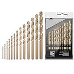 Twist Drill Bit Cobalt Steel Metric M35 with Straight HSS Shank to Cut Through Hard Metals Such as Stainless Steel and Titanium Alloy ,13PCS