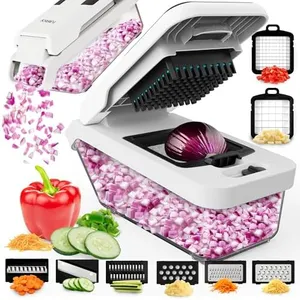 Fullstar Vegetable Chopper, Veggie Chopper with Container and Lid, Food Chopper Salad Chopper Vegetable Chopper, Onion and Cheese Slicer, Mandoline Slicer for Kitchen with Handle (8 in 1)