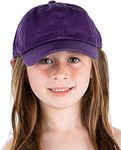 Funky Junque Kids Toddler Girl Boy Low Profile Washed Cotton Baseball Cap Hat, Purple (Ages 2-5), 2-5 Years