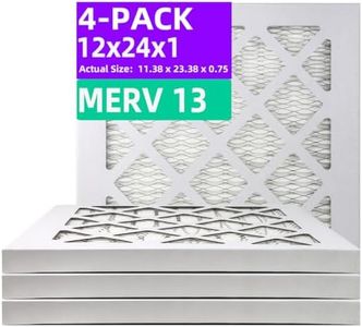 12x24x1 MERV 13 (4-Pack) Pleated Air Filter (Actual Size: 11.38" x 23.38" x 0.75") MPR 1900 & FPR 10, Furnace Air Filters