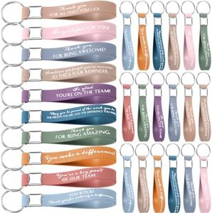 Nosiny 30 Pcs Thank You Keychain Bulk Employee Appreciation Gift Inspirational Silicone Key Ring for Coworker Team Vet Tech, Fresh Colors