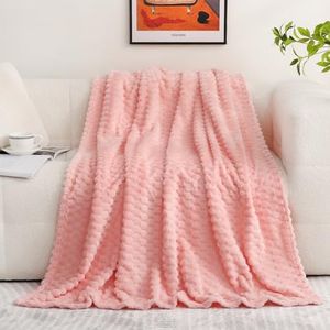 Light Pink Throw Blanket 50"×70" inches Gifts for Mom Fuzzy 3D Jacquard Decorative Flannel Fleece Super Soft Plush Cozy Blanket for Couch Sofa Chair Lightweight