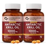 Carbamide Forte Antarctic Krill Oil 1000mg with Marine Phospholipids & 2% Astaxanthin | 100% Pure Krill Oil Omega 3 300mg Capsules for Heart, Brain, Joint, Eye & Skin Health - 30 Softgels (Pack of 2)