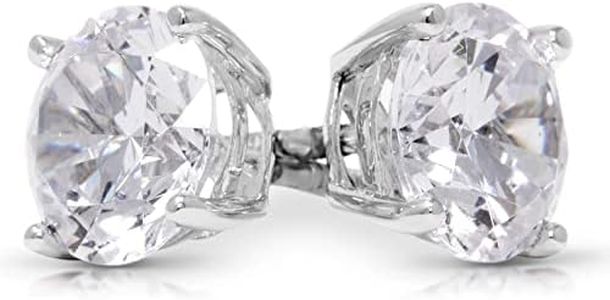 Diamond Studs, Diamond Stud Earrings for Women & Men, 14k White Gold, Big 2 Ct Round D Color (VVS1) Screw Back Earrings [Simulated Diamonds] Gifts for Wife Mom Girlfriend