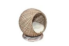 Trends Corner Raised Cat and Small Dog Bed Basket with Cushion - Natural Jute Rope, Non-Toxic Pet Furniture - Elevated Indoor Kitten, Puppy Bed - Cosy Cave Cat House - (36x39x41cm)