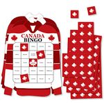 Big Dot of Happiness Canada Day - Bar Bingo Cards and Markers - Canadian Party Shaped Bingo Game - Set of 18