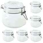 ZENO 500ml Clip Top Glass Jars - Set of 6 | Airtight Glass Storage | Perfect for Dry Food, Coffee Beans & Tea Bags | Kitchen Preserving & Spice Containers