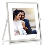 Lawrence Frames Metal Easel Float Picture Frame, 4x4, Silver