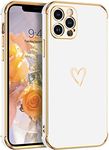 GUAGUA Case for iPhone 12 Pro, Cases Cute Heart Pattern Soft TPU Plating Cover for Women Girls with Camera Protection & 4 Corners Shockproof Protection, Cases for iPhone 12 Pro 6.1'', White