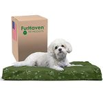 Furhaven Pet Bed for Dogs & Cats - Water-Resistant Indoor-Outdoor Garden Decor Mattress Egg Crate Orthopedic Dog Bed, Removable Cover - Jungle Green, Medium