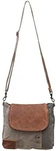 The Flap-Over Upcycled Canvas and Genuine Leather Crossbody Bag