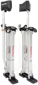 ToolPro Professional Grade Adjustable Aluminum Drywall Stilts w/Soft Straps - Adjustable Range for Drywall Installation, Painting, and More. (24-40 in. with Soft Straps)