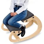 Zilchx Ergonomic Kneeling Chair Adjustable Wooden Chair Stool Rocking Knee Chair Posture Chair With Angled Seat, for Home, Office & Meditation