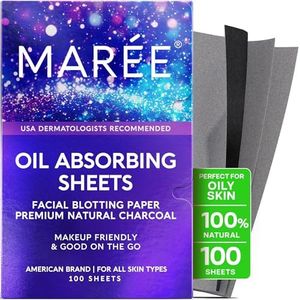 MAREE Oil Blotting Sheets for Face (100 Count) - Mineral Blotting Papers For Face with Bamboo Charcoal - Maximum Absorption & Shine Control - Makeup-Friendly Wipes for Oily Skin