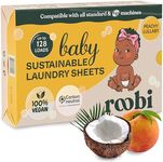 Roobi Baby Laundry Detergent Sheets. Specially Formulated for Sensitive Skin. Sustainable Baby Laundry Sheets for Newborns, Infants, Toddlers & Baby Clothes. Peachy Lullaby Scent. Up to 128 Loads