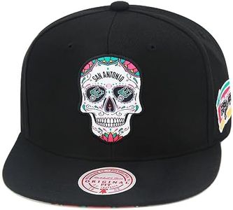 Mitchell & Ness San Antonio Spurs NBA Sugar Skull Snapback Hat Adjustable Cap - Black, Black, One Size