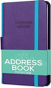 Skyline Address Book – Mini Telephone Contact Book with Password Log for Purse – Small Phone Number Book for Women & Men – Pocket Size, 3.5x6.2″, Hardcover (Purple)