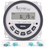 EuroControls TM619H-2 30 Amps Taiwanese Digital Programmable Timer 4 pin - 18 Programs - Countdown Program - Replaceable Battery - X2 Wide Voltage Circuit White & grey