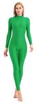 speerise Adult High Neck Zip One Piece Unitard Full Body Leotard Bodycon Jumpsuit for Women, Green, X-Large