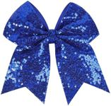 Jumbo Glitter Cheer Bow Clip - 7 In