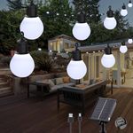 Tacobey Solar String Lights Outdoor Garden - 32.8Ft/10m 100 LED USB/Solar Powered Fairy Lights with 20*G40 Bulbs, 8 Modes Waterproof Lights for Home Patio Yard Decor - Cool White