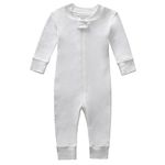 Owlivia Organic Cotton Baby Boy Girl Zip Front Sleep N Play Pajama Sleeper, Footless, Long Sleeve (12-18 Months, Ivory)