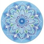 Navaris Round Yoga Mat - Compact Meditation Mat with Unique Pattern - For Yoga Skipping Pilates & Headstands - Includes Zipper Pouch - Small Jump Rope Mats Outdoor - Mandala