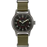 Bulova Men's Hack Military Automatic Watch with Green Leather NATO Strap (Model: 98A255)