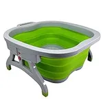 Lee Beauty Professional Large Foot Soaking Tub, Plastic and Rubber Bucket for Home Spa, Green