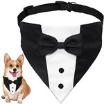 GOYOSWA Dog Tuxedo Dog Suit Dog Wedding Bandana Collar with Bow Tie, Adjustable Dog Tux Formal Dog Costumes, Engagement Birthday Gifts for Small Medium Large Dogs Pets (Small: Neck 12.5”-21”)