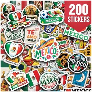PARTENEX, Premium 200Pcs Mexico Stickers, Mexican Waterproof Vinyl Decals