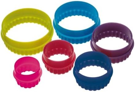Colourworks Plastic Plain and Fluted Round Cookie Cutters, Multi-Colour, Set of Six