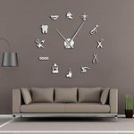 The Geeky Days Dentist Sign Giant DIY Large Wall Clock with Mirror Effect Wall Art Home Décor Frameless Big Time Clock Watch(Silver)