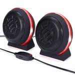 ENHANCE Gaming Computer Speakers, Powerful 5W Drivers and In-Line Volume Control - LED Computer Speakers with Red Lights, USB 2.0 Powered, 3.5mm Connection for Computers