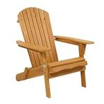 VINGLI Folding Adirondack Chairs Wood Lawn Chair Wooden Lounger 350 LBs Support Fire Pit Seating Natural Finished Weather Resistant Indoor Outdoor Furniture