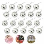 30Pcs Mini Mirror Disco Ball,Silver Hanging Disco Ball Christmas Tree Wedding Party Dance Music Festival Decoration Cake Ornament Birthday Party, Disco Mirror Reflector Ball