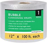 Bubble Cushioning Wrap 12 Inch x 100 Feet Perforated Every 12” Shipping Packing Moving Supplies for Packing 1 Roll